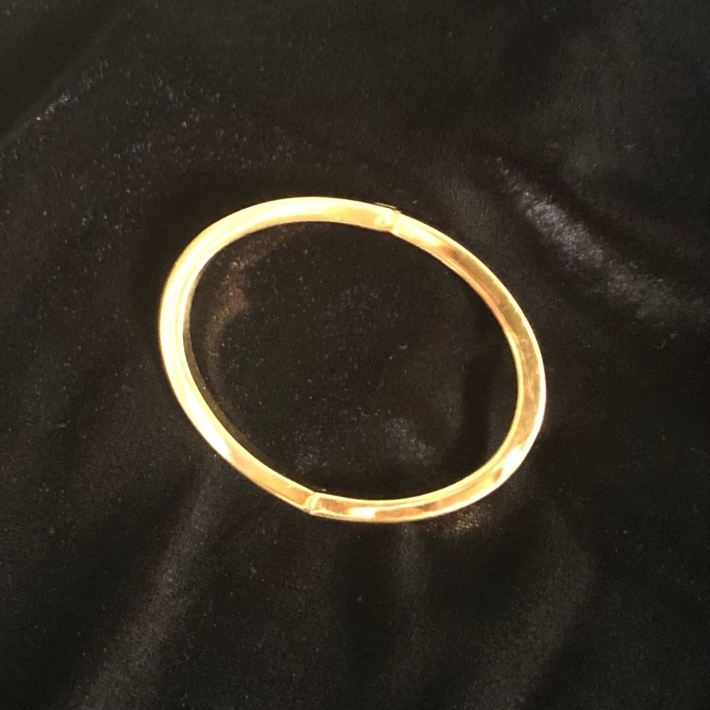Simple Goldtone Hinged Bangle Bracelet, Vintage Trifari